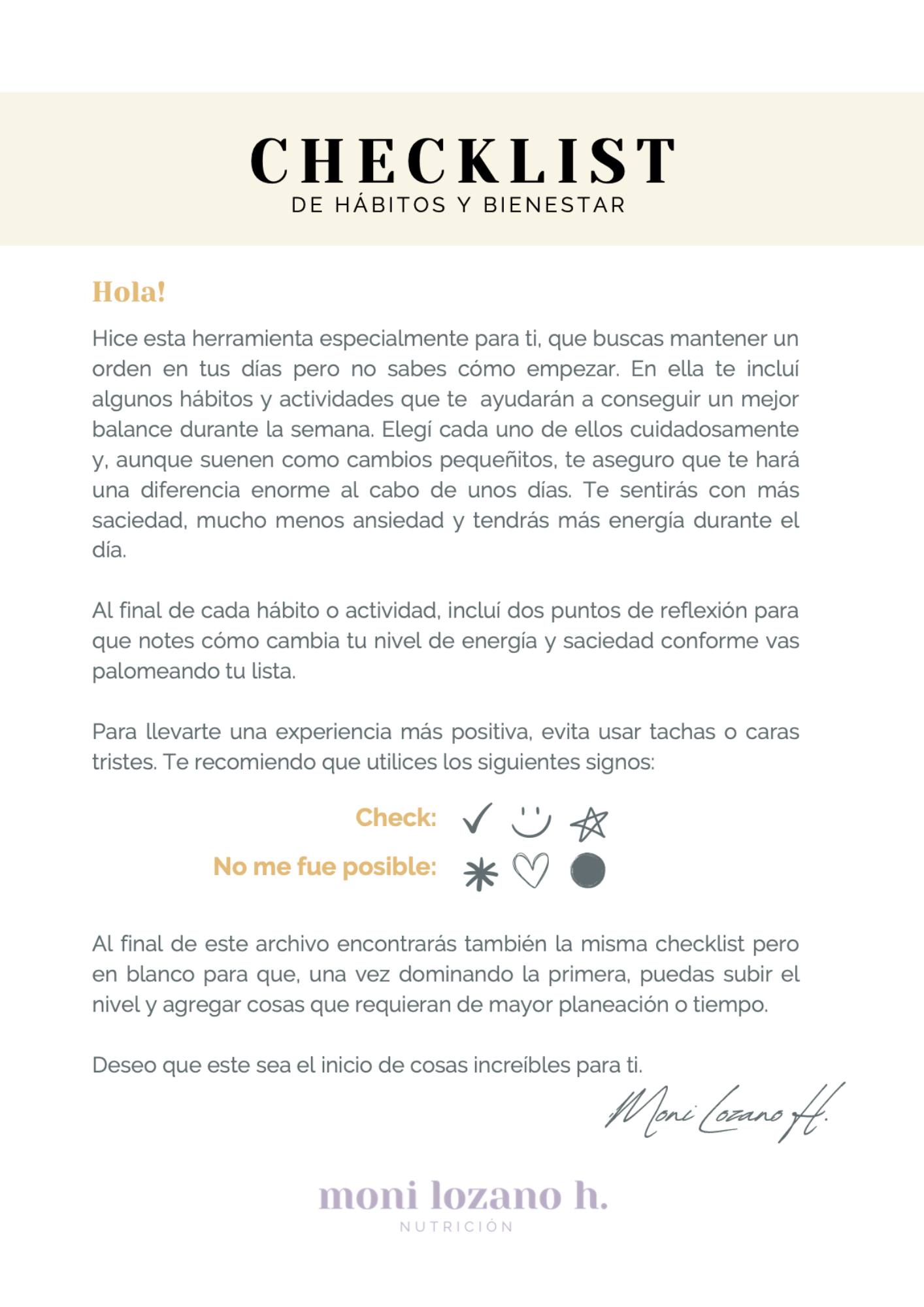 Checklist de Bienestar Semanal