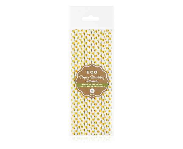 Трубочки gold hearts12шт