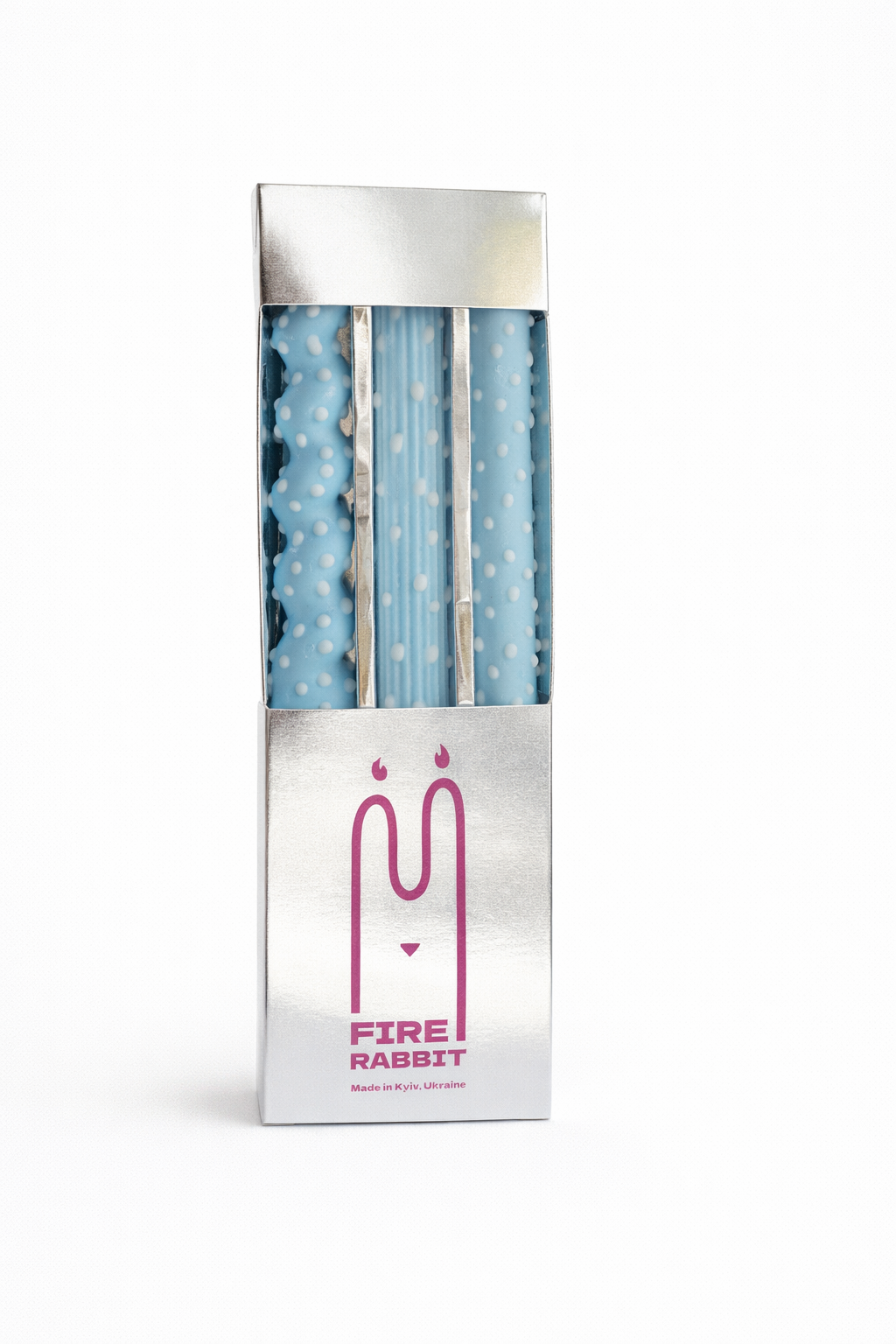 Весняні конфетті, сет із 3 столових свічок у крапку