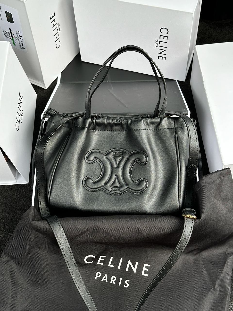 Celine Small Cabas Drawstring Cuir Triomphe In Smooth Calfskin
