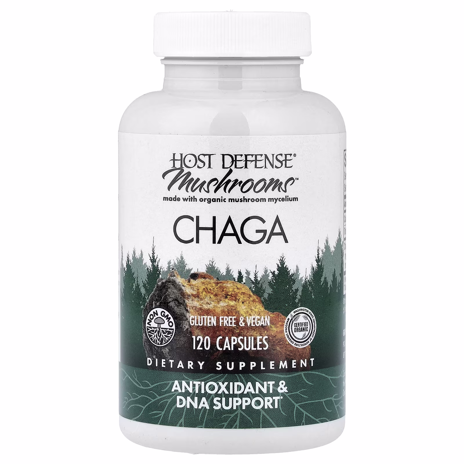 Host Defense, Mushrooms, Chaga, 120 Capsules (0.5 g per Capsule)