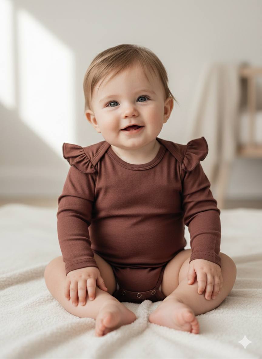 Дитяче боді з крильцями у шоколадному кольорі