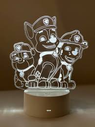 3D светильник ночник Paw Patrol Щенячий патруль Маршал Крепиш Гонщик 20 см Белый