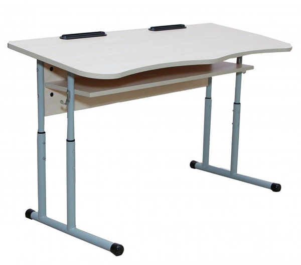 Стіл учнівський 2-місний антисколіозний,каркас- кругла труба, з полицею, регулюється на ростові групи № 4-6 KOMODO.