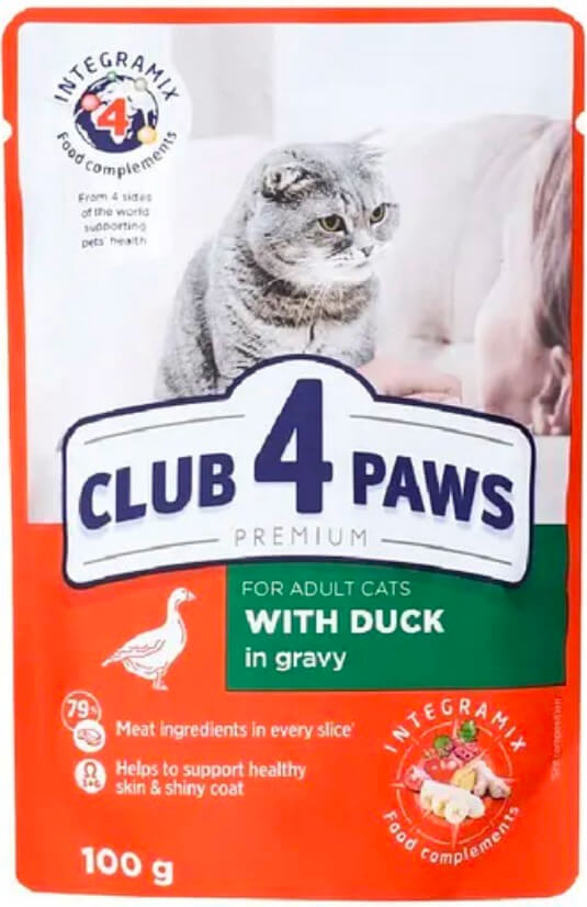 Клуб 4 лапи Premium пауч з качкою в соусі для котів 100гр.