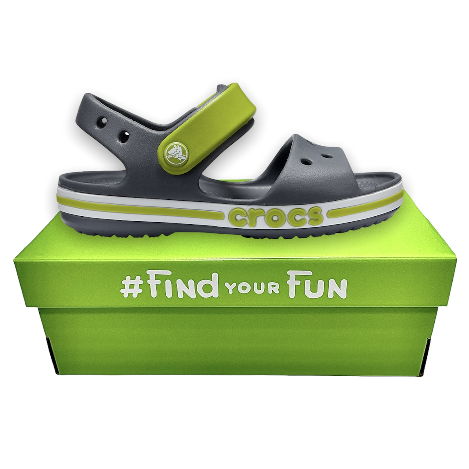 Crocs Kids’ Bayaband Sandal Charcoal  дитячі сандалі для хлопчиків і дівчаток сірі