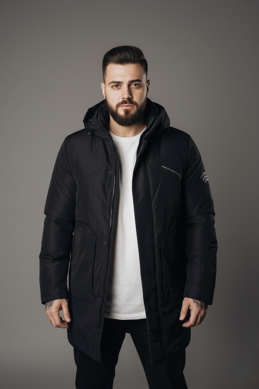 Подовжена зимова чоловіча куртка з технологією RECCO