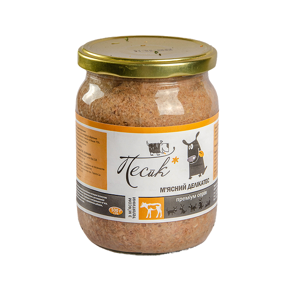 Консерви ПЕСиК д/собак м'ясні делікатеси з м'ясом телятини 500г