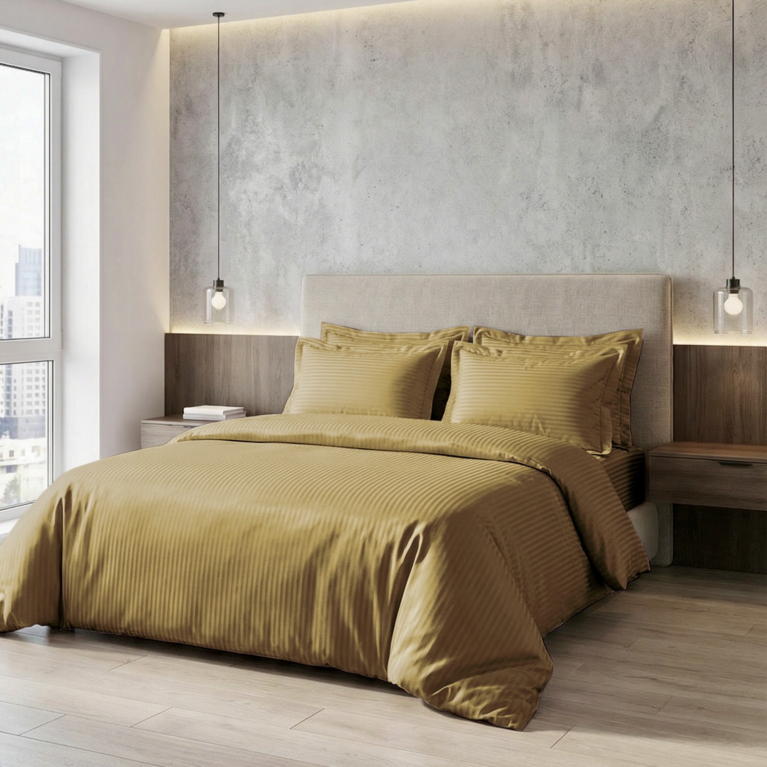 Постільна білизна з страйп - сатину, колір Gold