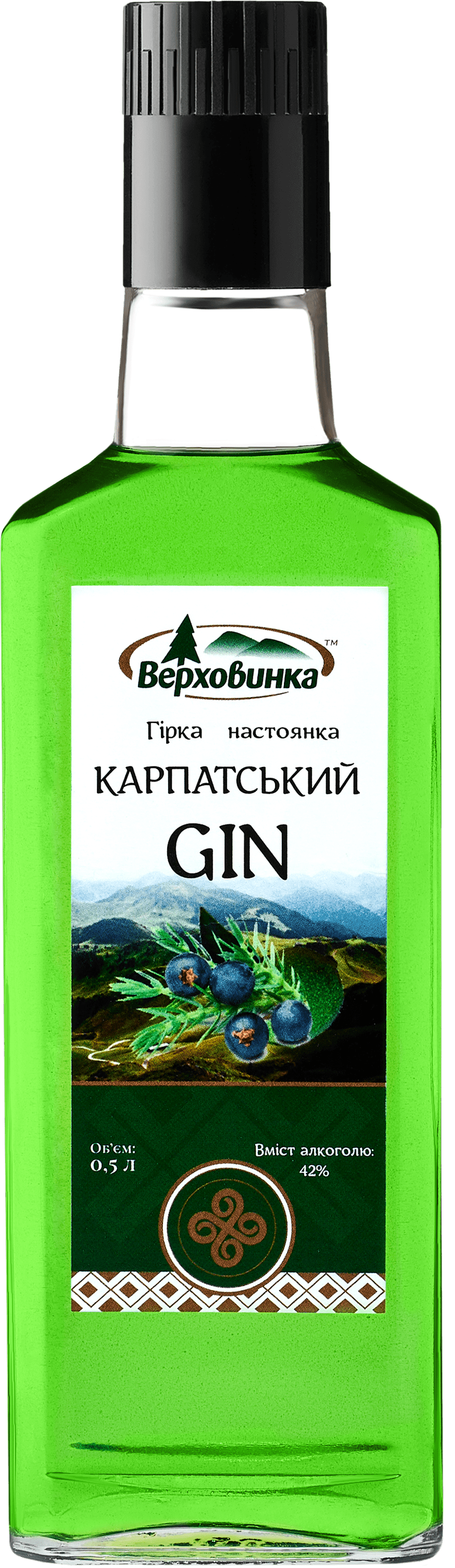 Гірка настоянка "Карпатський GIN" 0.5л 42%