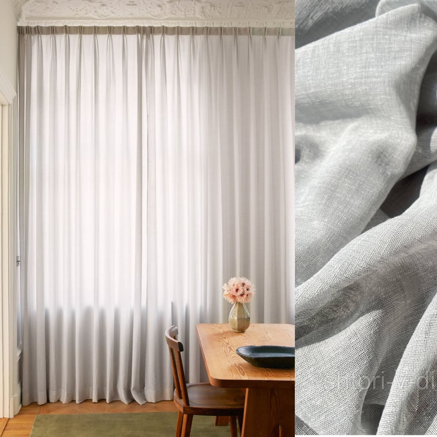 Фіранка "льон" ментол. Ціна за 1мп/пошитого тюлю