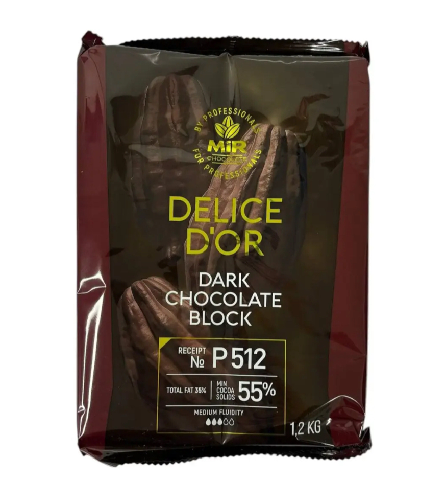 Шоколад чорний блок 55% delice d’or 1,2кг