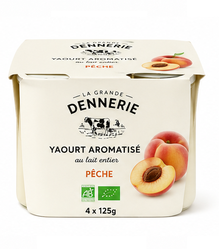 Yaourts à la pêche bio fermier (4x125g)