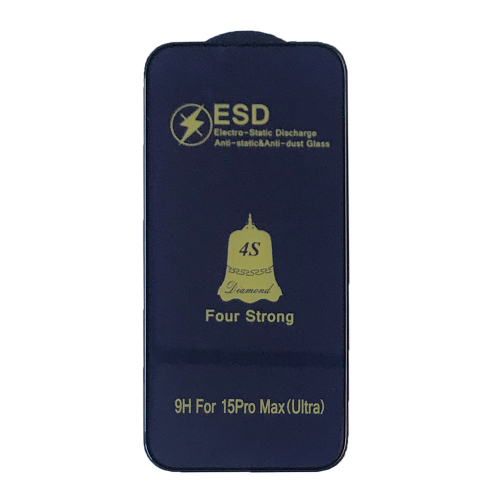 Захисне скло ESD 4S (anti-static) for iPhone 15 Pro Max чорне тех.пак.