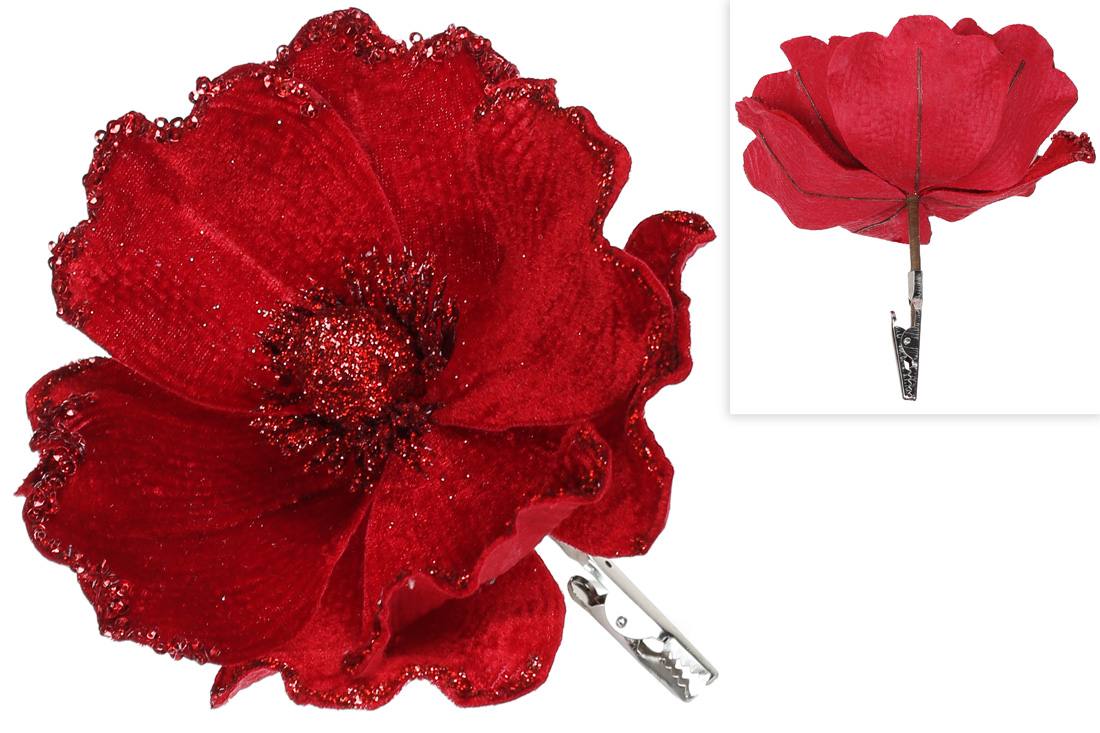 Декоративна квітка Магнолія, 17 см, на кліпсі