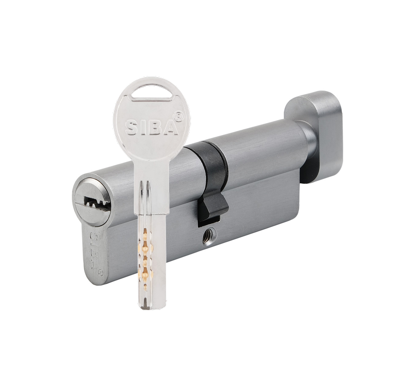 Циліндр дверний SIBA BTZ ключ-вороток 90 мм чорний/хром