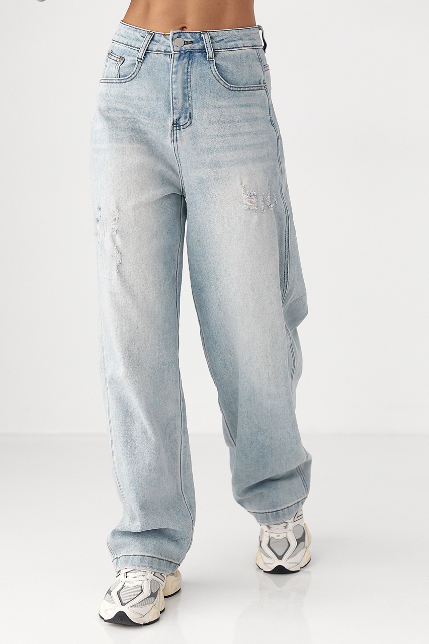 Джинси Baggy Straight із потертостями (S, M, L, XL)