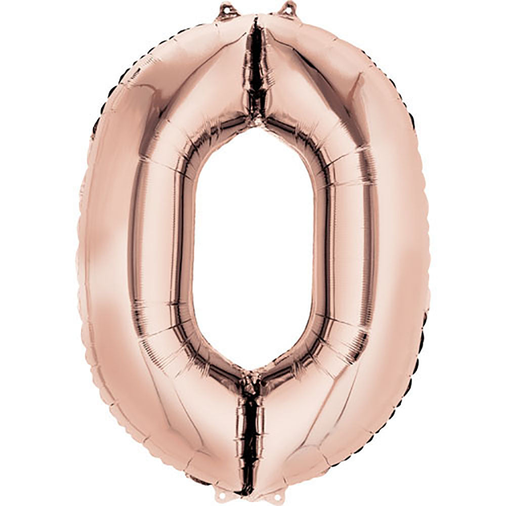 34 inch Number 0 Rose Gold Balloon