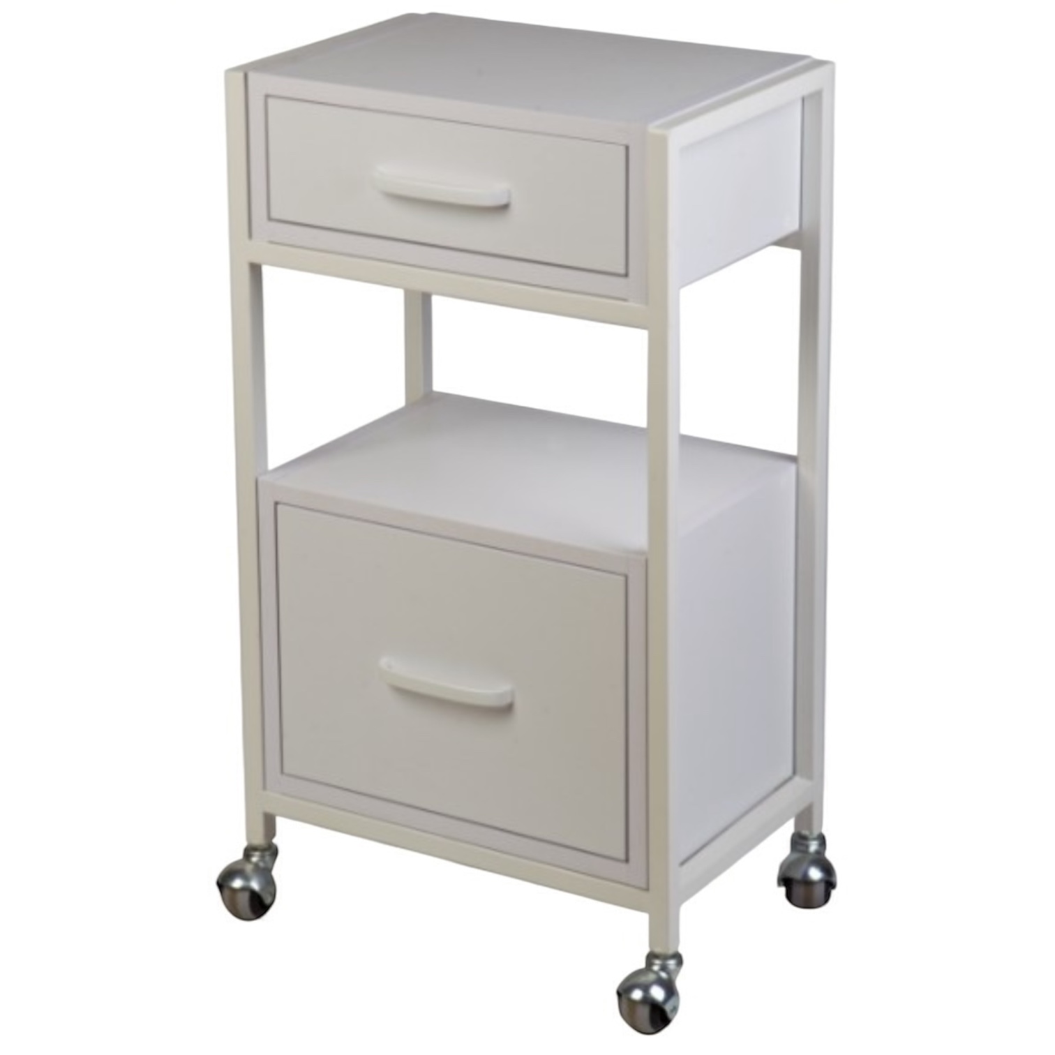 Тумба з двома шухлядами з ЛДСП біла з білим каркасом