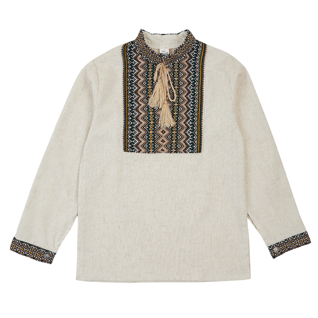 Сорочка для хлопчика з вишивкою ткане полотно Льон беж