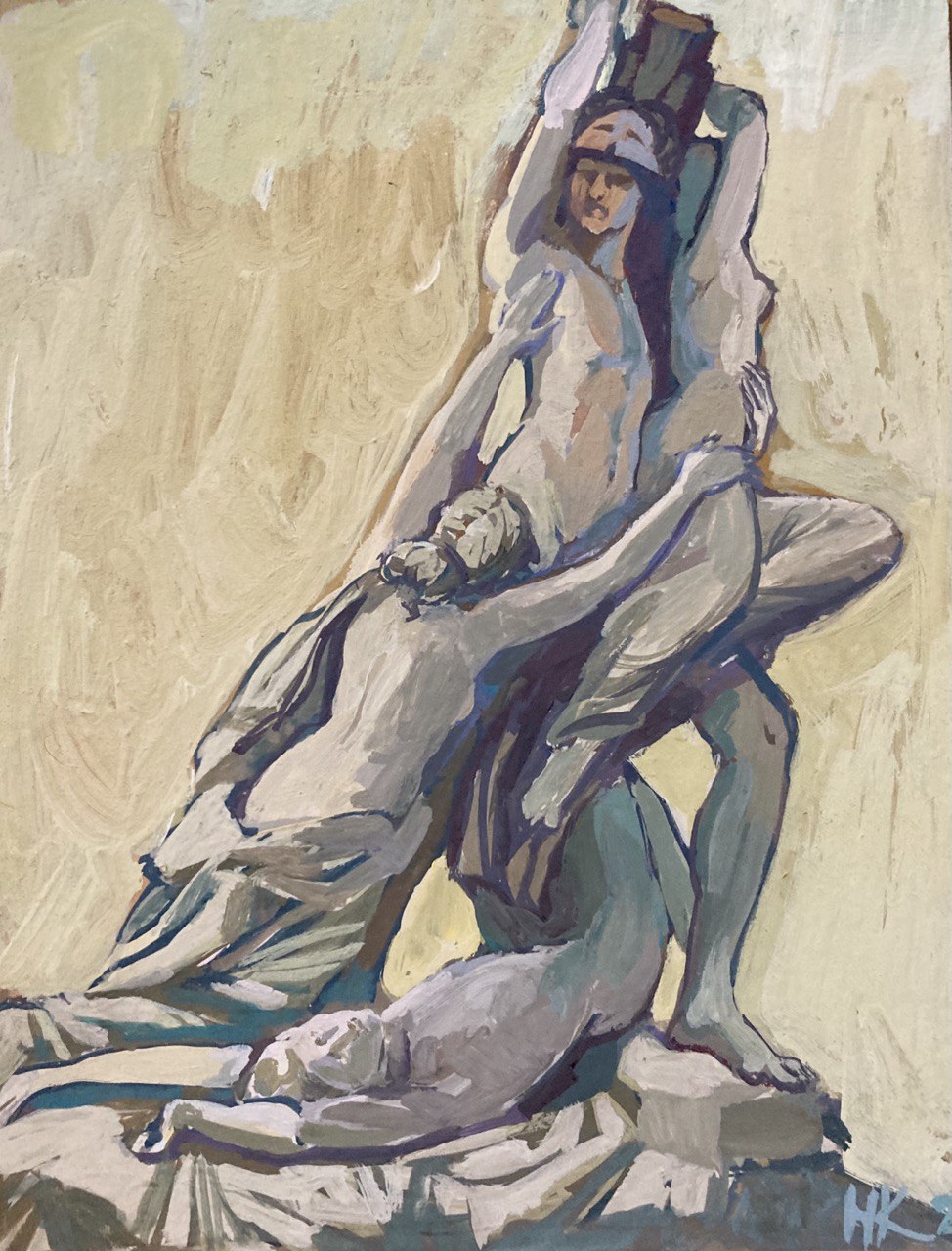 Abduction of Polyxena. Pio Fedi, 2024,  20x15 sm, gouache, paperboard