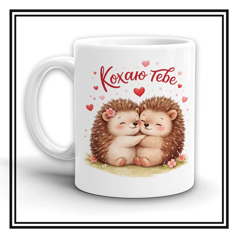 Чашка "Кохаю тебе" з їжачками