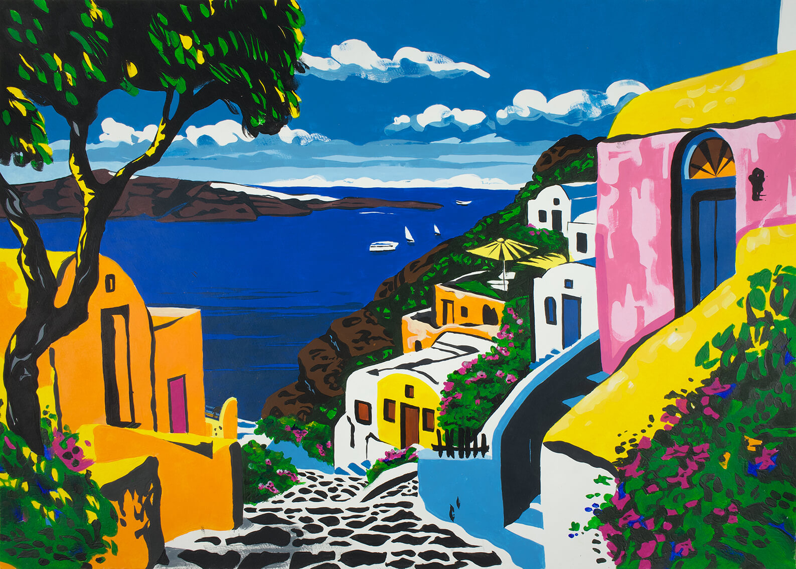 Greek Island XI, 30x42 cm original acrylic painting on paper
