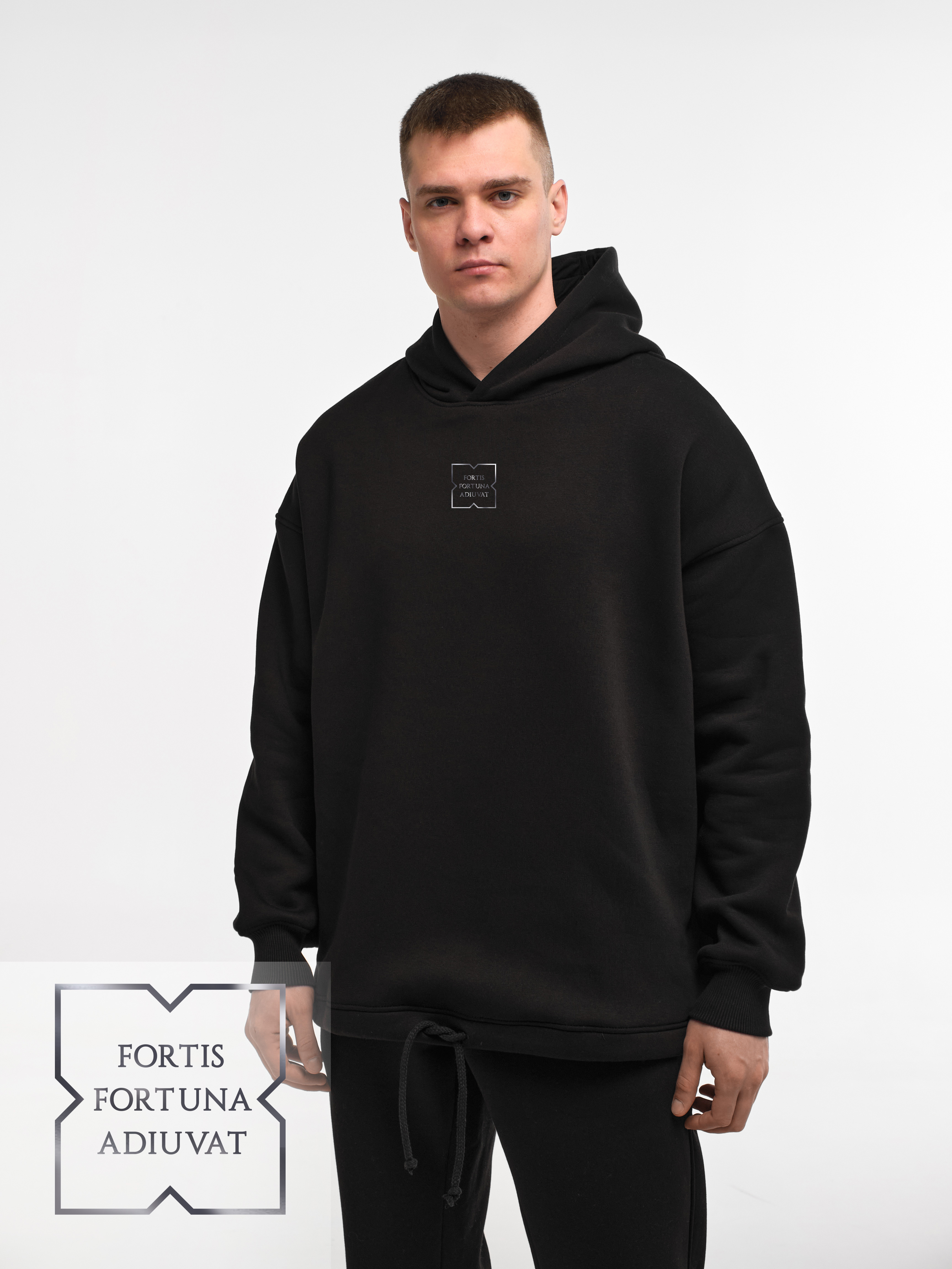 HOODIE "FORTIS FORTUNA ADIUVAT" | LACE | BLACK EMOTION | XH2