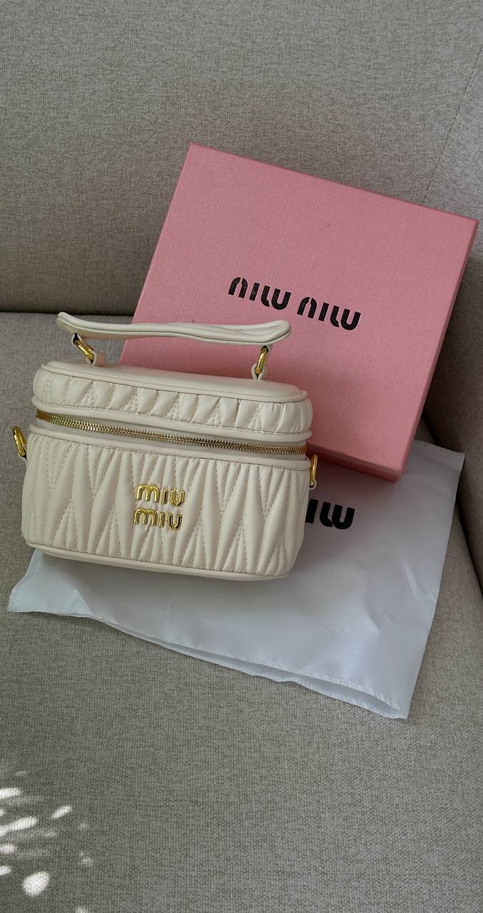 Miu Miu Matelassé Nappa Leather Vanity Bag White bag