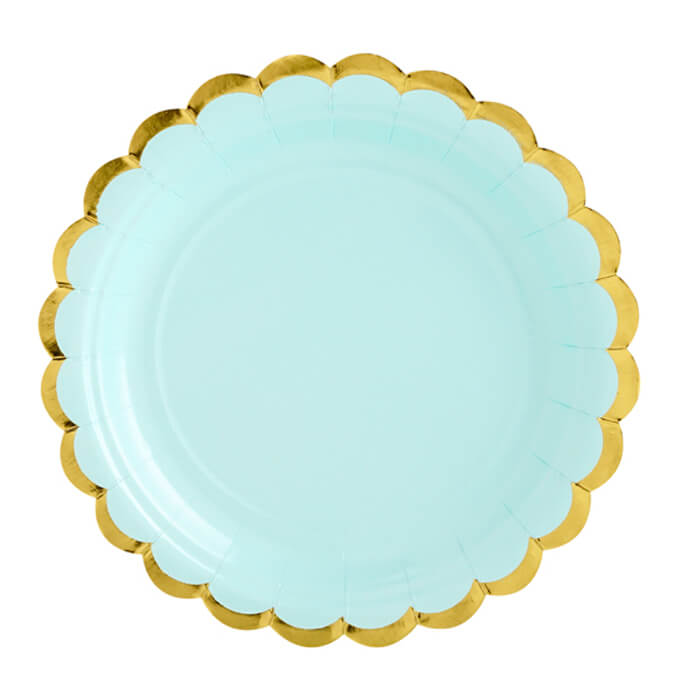Тарілочки м'ятні з золотом 6шт