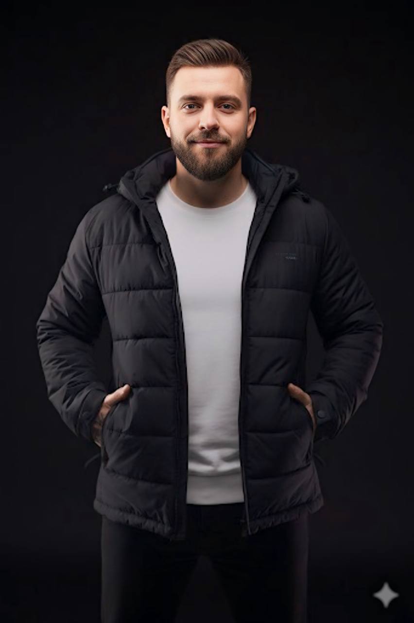 Чоловіча універсальна демісезонна стьобана куртка black