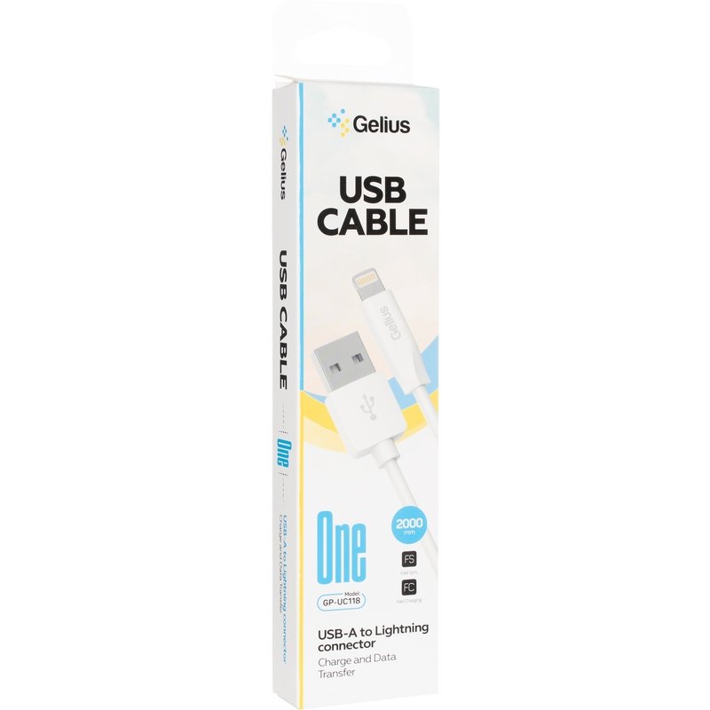 Кабель USB Gelius One GP-UC118 USB-A to Lightning (2m) (12W) White