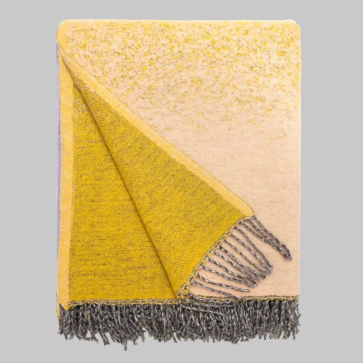 Жовтий плед Sarev,100% вовна