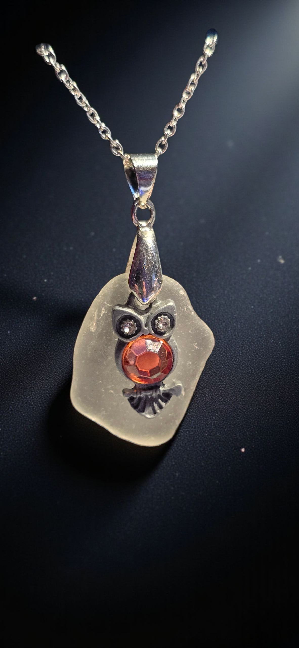 Peach Owl Necklace