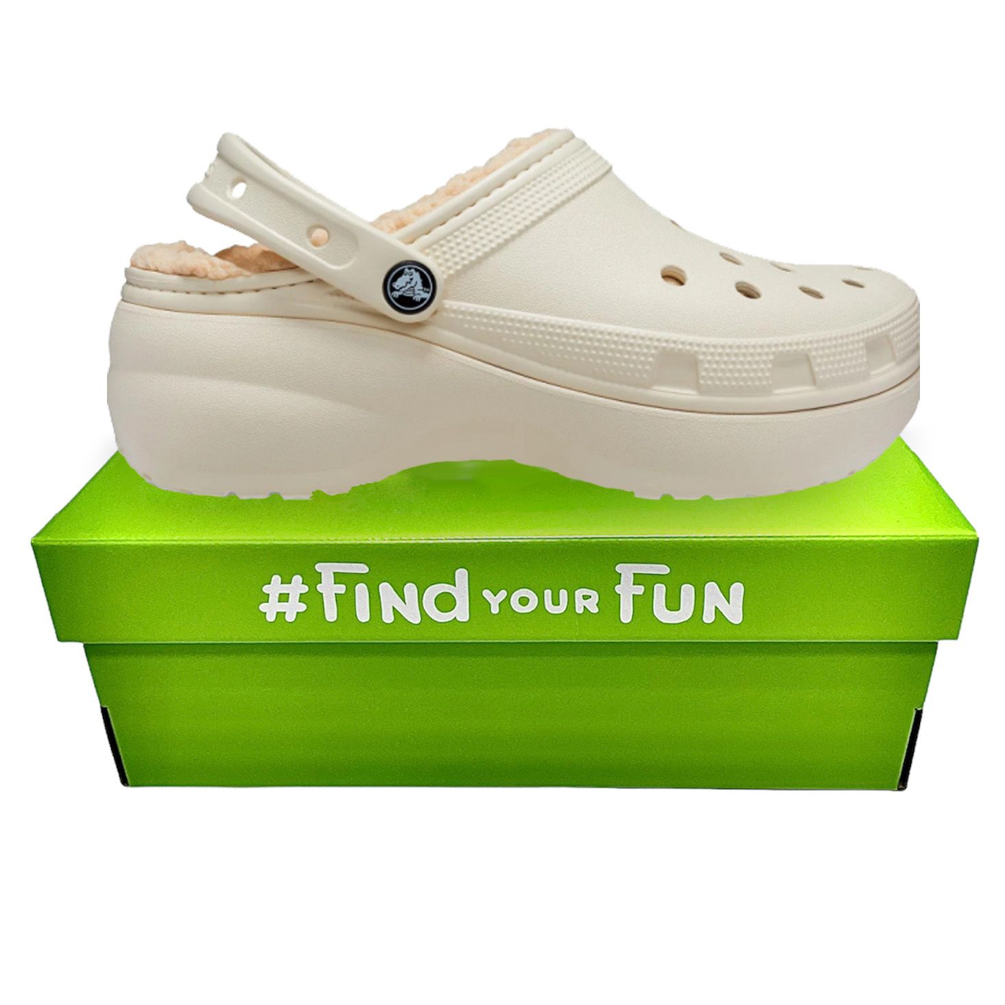 Crocs Classic Platform Lined Сабо Крокси жіночі утеплені бежеві