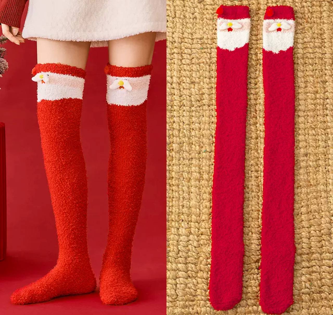 Зимові теплі пухнасті різдвяні гольфи