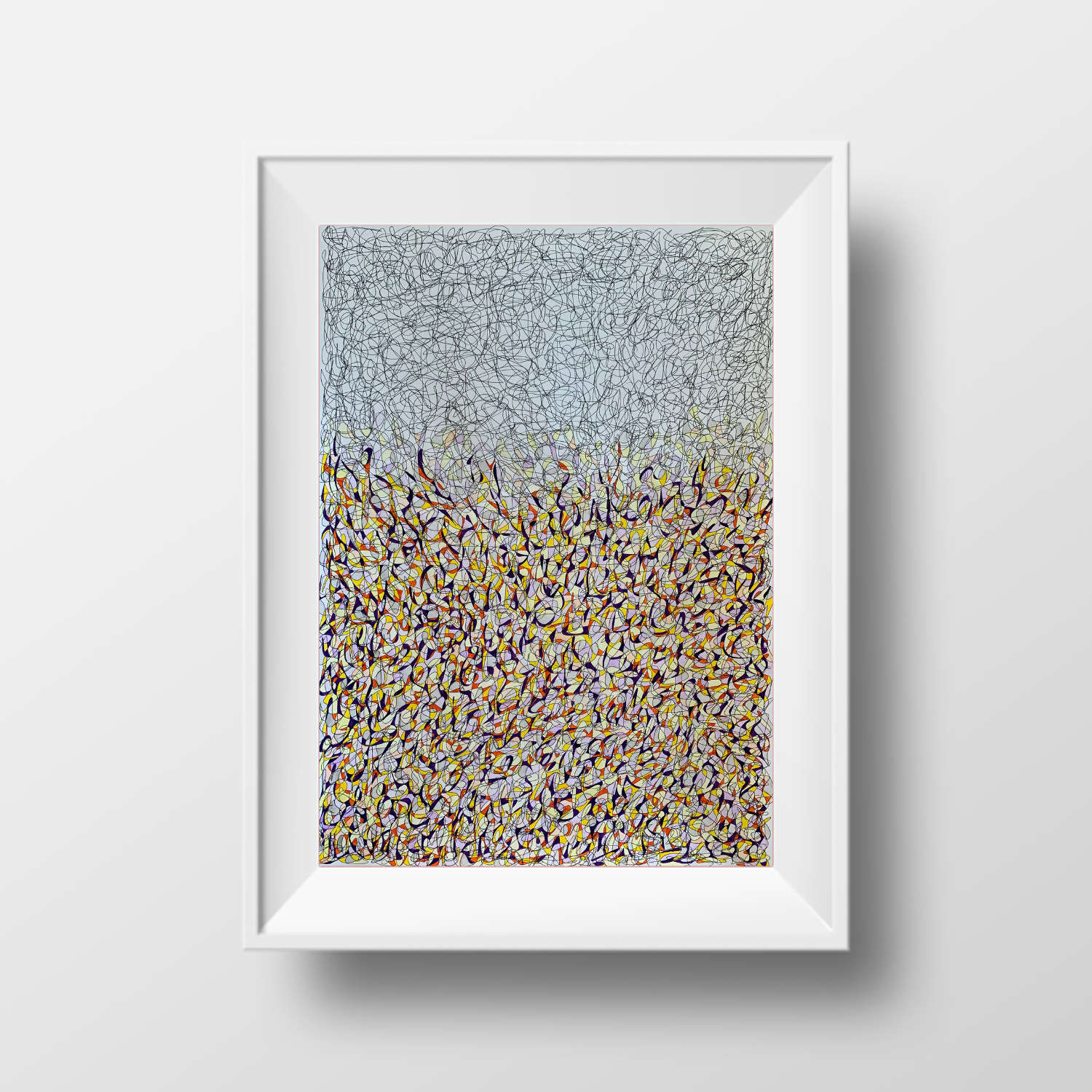 Фіолетова з Жовтим Мозаїка, 2022, чорнило на папері, 45*32 см