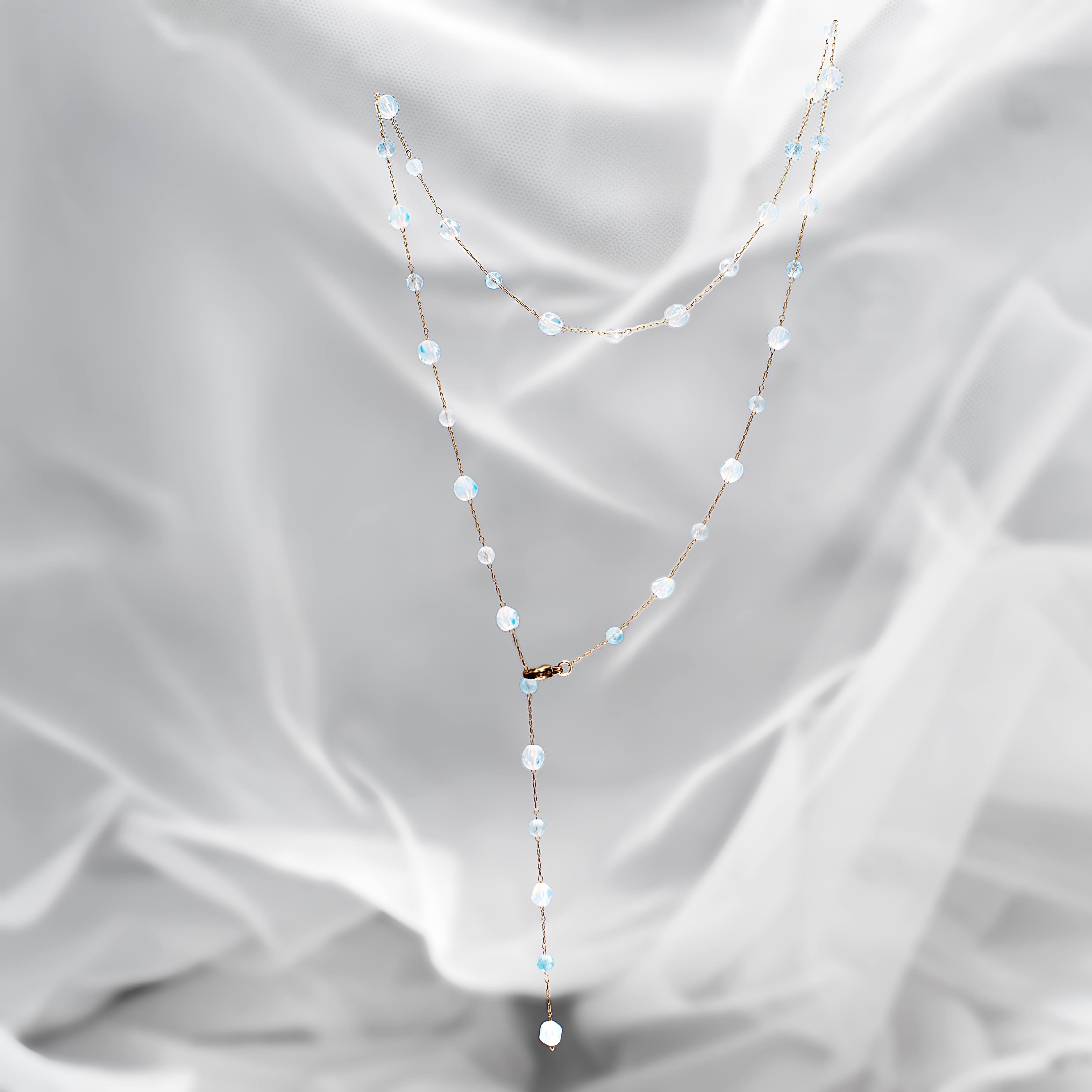 Long Opalite Necklace with Adjustable Clasp