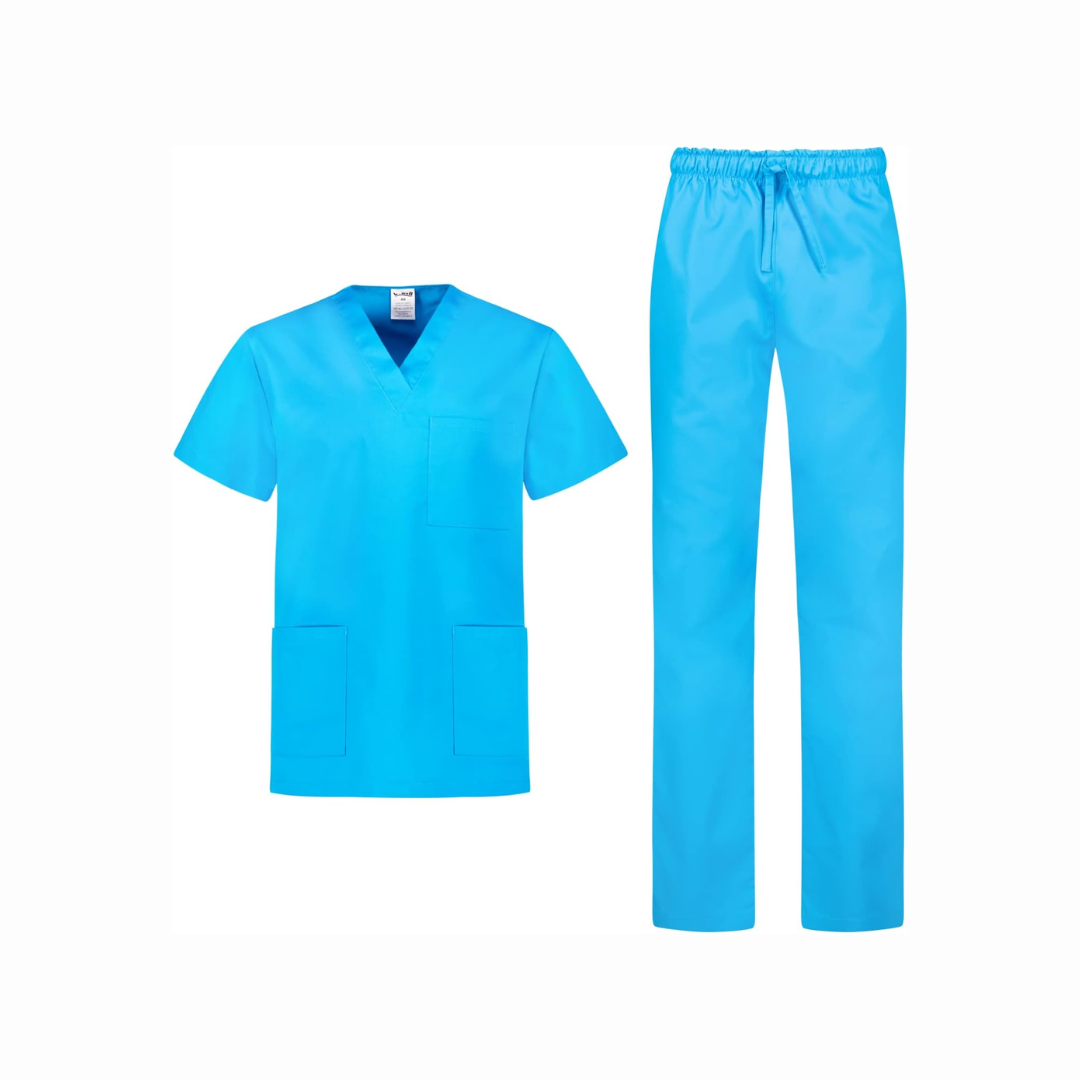 Ensemble uniforme médicale unisexes bleu clair