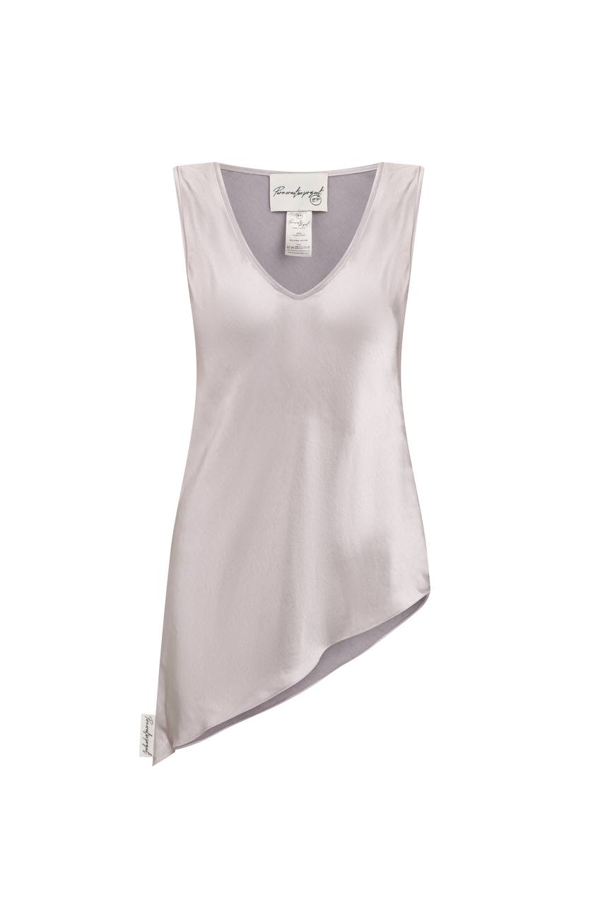 Asymmetric Recycled Viscose Top with a V-Neckline