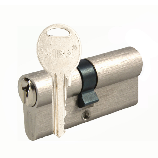 Циліндр дверний SIBA C ключ-ключ 68 мм сатин/жовтий