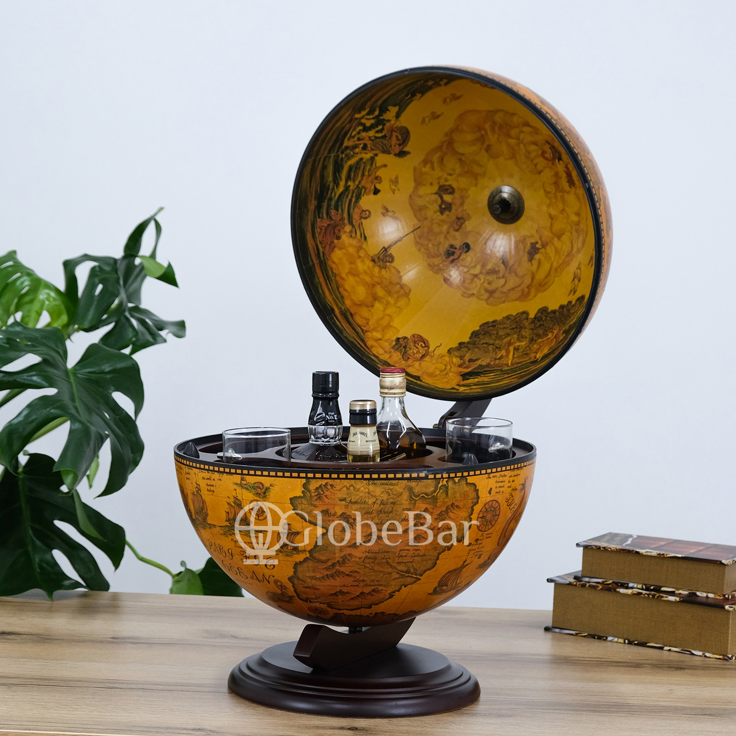 Глобус бар настольный на 3-4 бутылки, диаметр 42 см, коричневый (45 х 45 х 57 см), 42002R