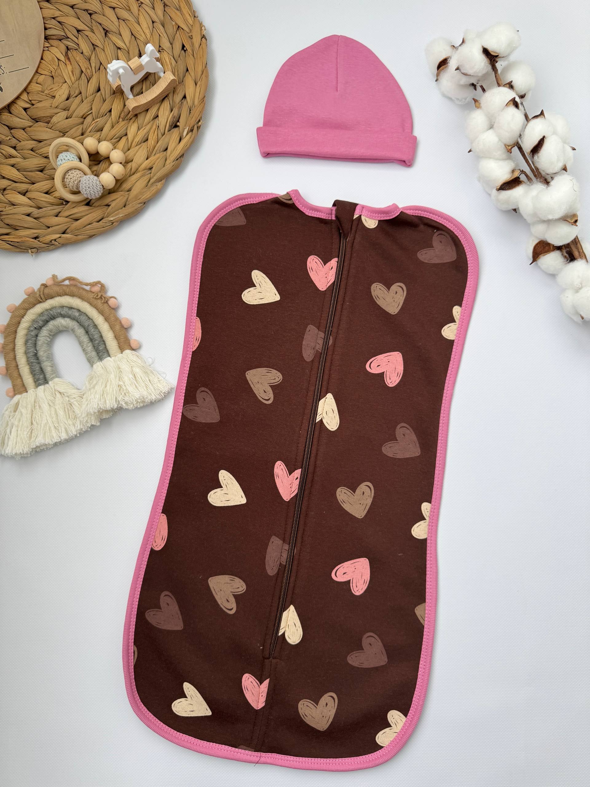 Пелюшка-кокон Тепла Євро для новонароджених на блискавці + шапочка