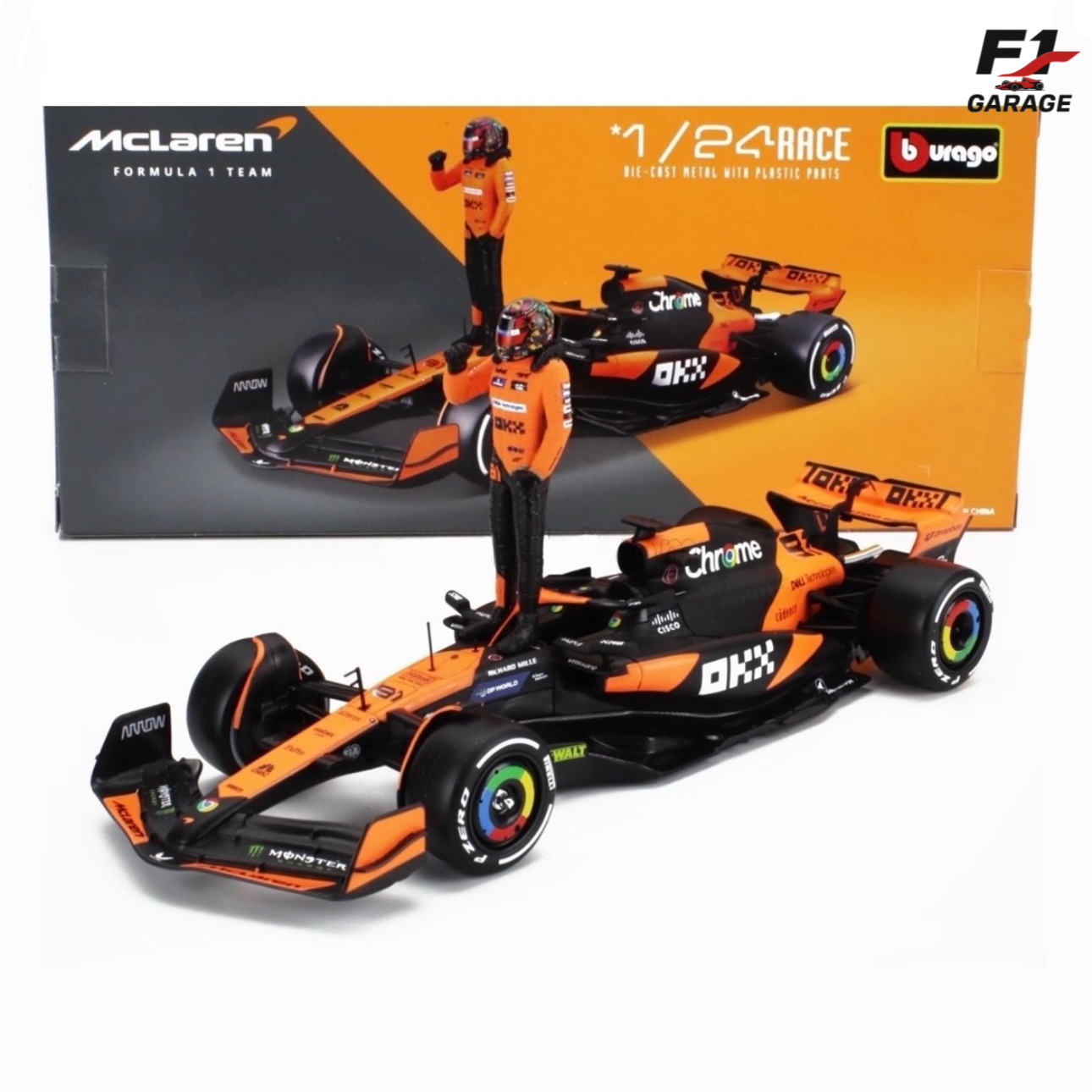 Burago McLaren MCL-38 Oscar Piastri 1:24, 2024 + driver figure