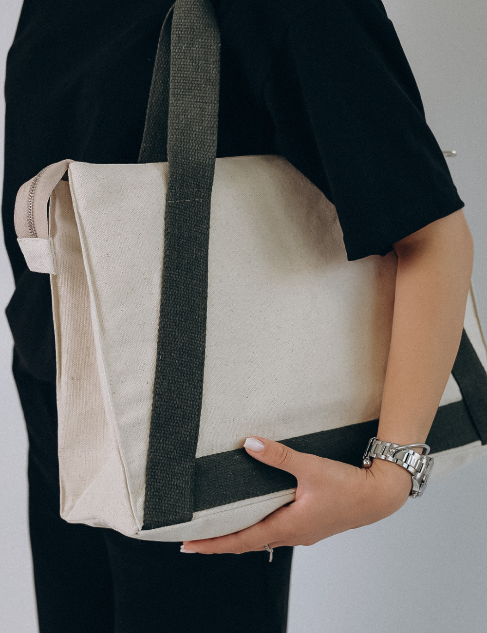 Custom print tote bag with coloured handles