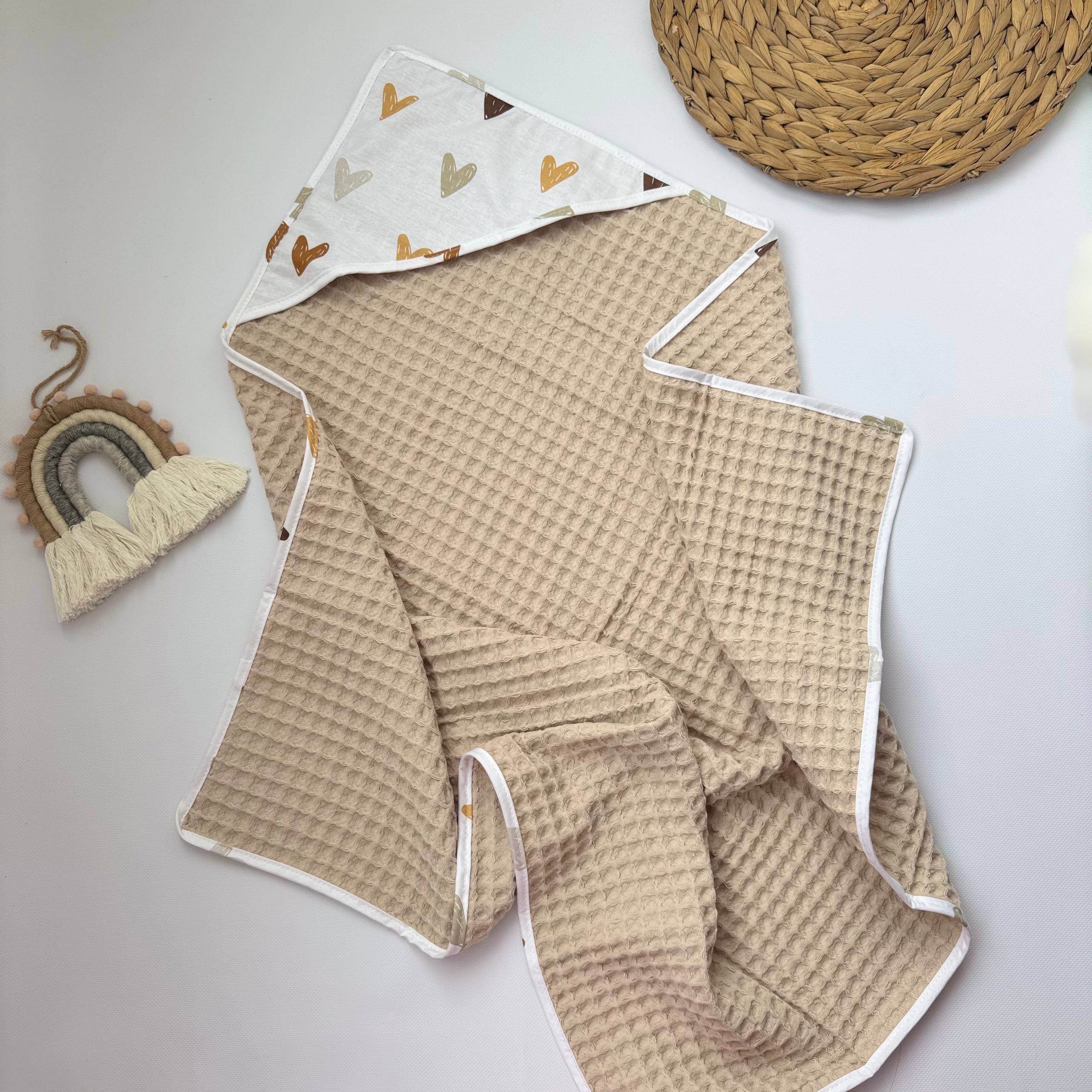 Кутик рушник вафельний з бавовною для новонароджених після купання