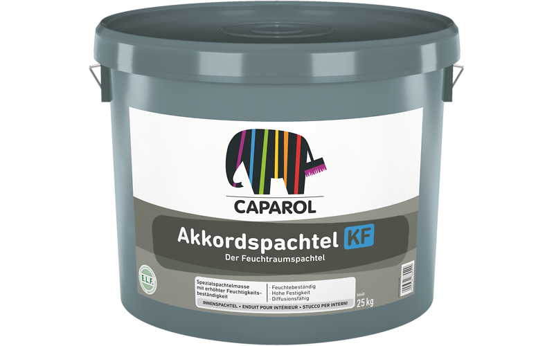 Шпаклівка вологостійка інтер'єрна акрилова матова Caparol Akkordspachtel KF. Натурально біла, 25 кг.