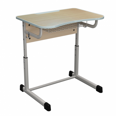 Стіл учнівський 1-місний з металевою полицею-сіткою на плоскоовальній трубі для ростових груп №4-7. KOMODO.