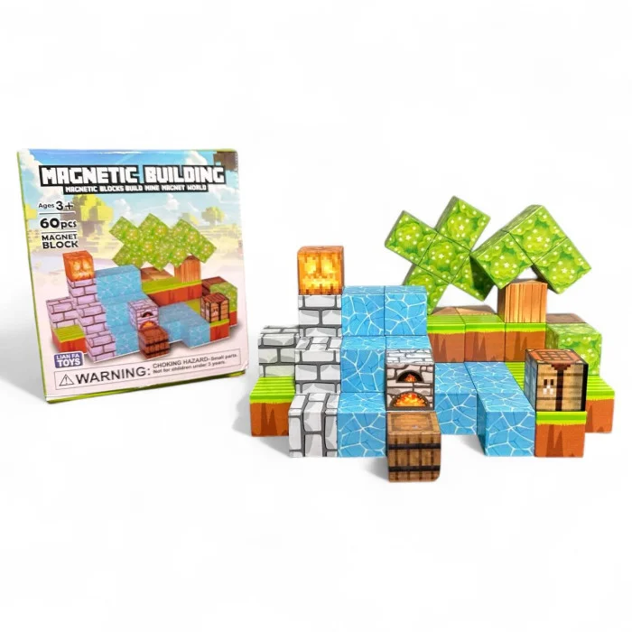Магнітний конструктор Magnetic Building 60 дет. | Дитячій магнітний конструктор в стилі Minecraft