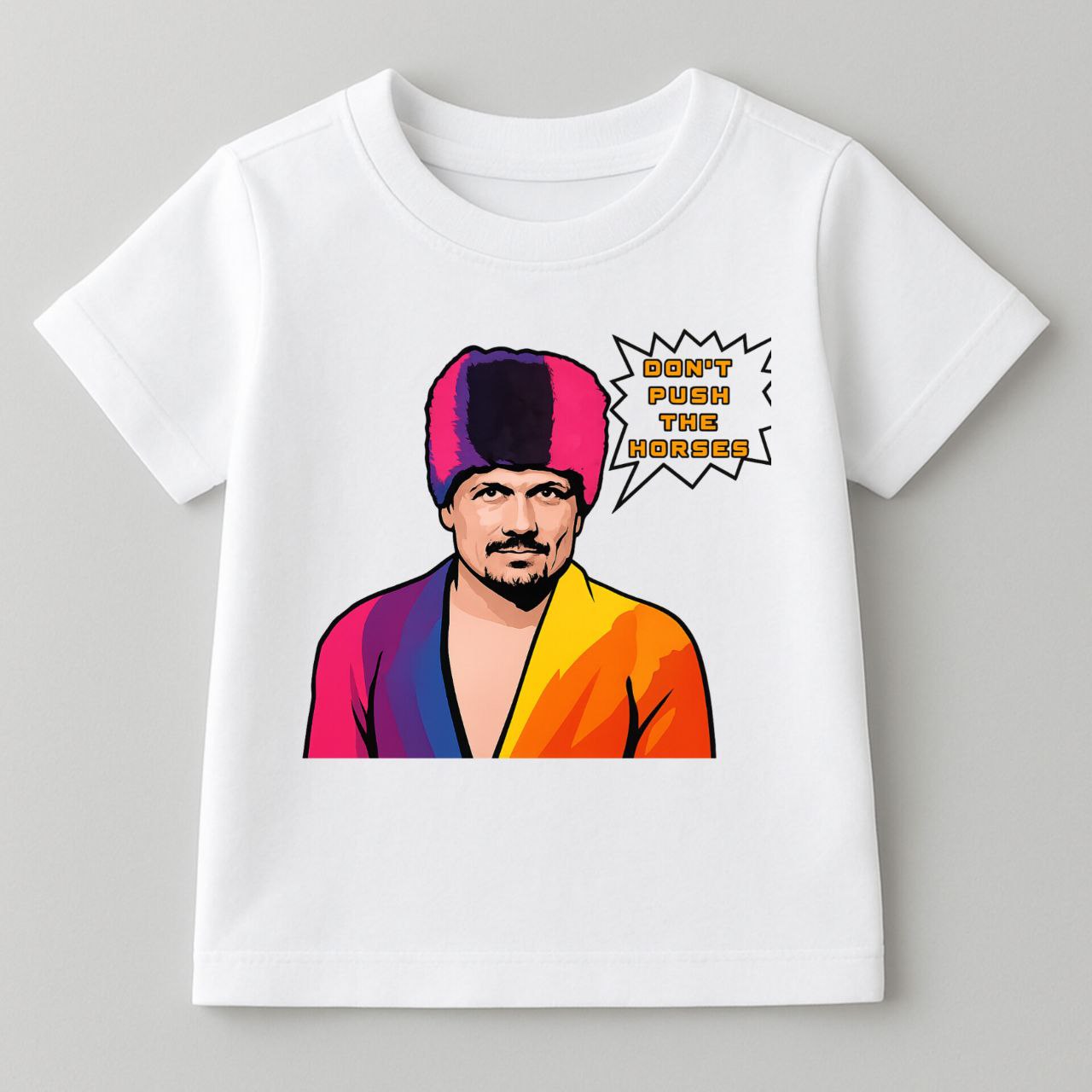 ДИТЯЧА ФУТБОЛКА КОТОН БІЛИЙ КОЛІР З ПРИНТОМ "УСИК МЕМ"